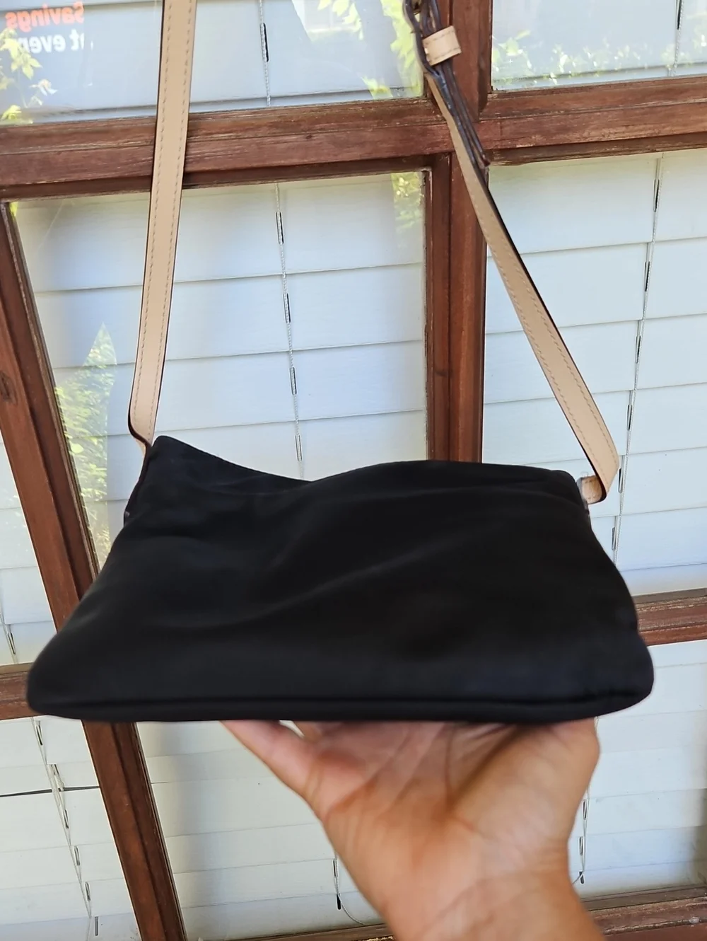 Kate Spade Black Nylon Leather Strap Crossbody Bag